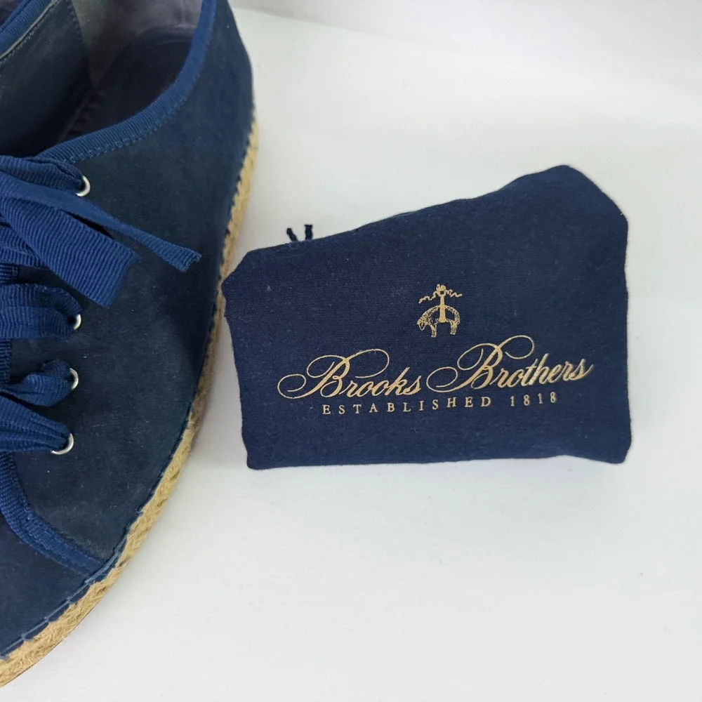 Brooks Brothers Navy Blue Suede Espadrille Sneakers Lace Up Flats Women 7.5